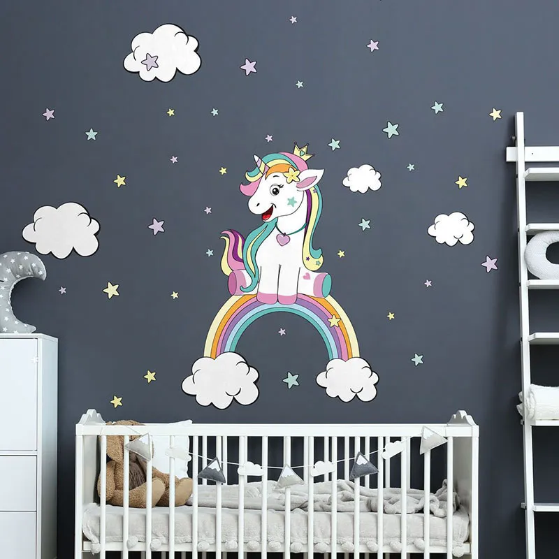 Stickers - Licorne sur son arc-en-ciel féérique-1