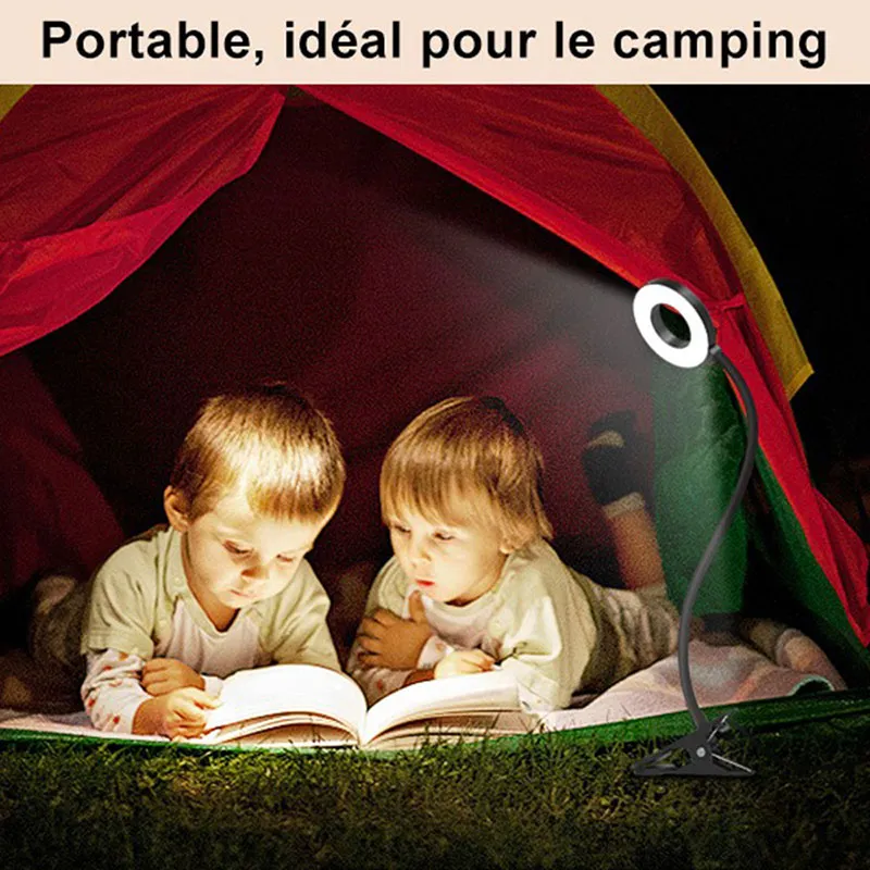 Lampe de bureau LED à pince - Noir-9