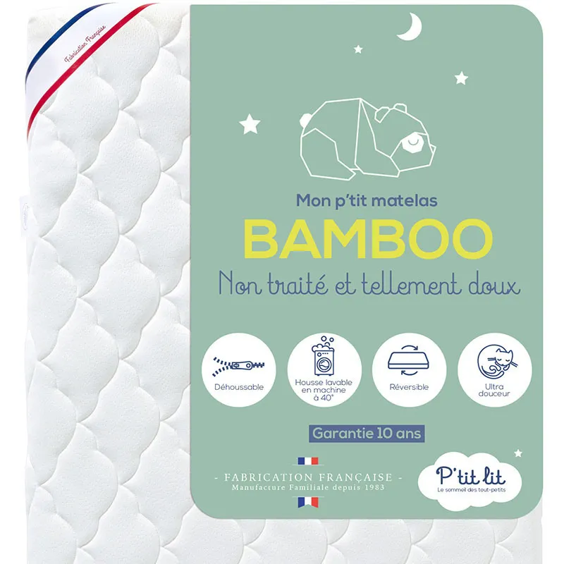 Matelas Bamboo révers. déhoussable Blanc ép. 12cm + Valisette de transport Offerte-2