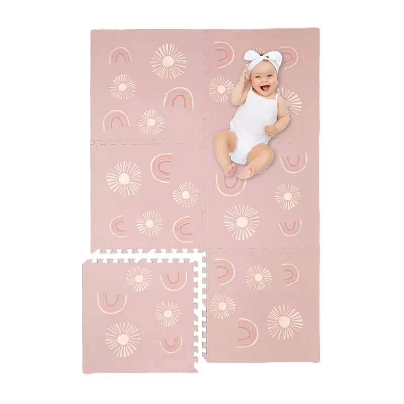 Tapis de jeu Puzzle Arc-en-ciel Rose - 120x180cm-1