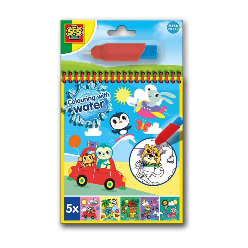 Livre de coloriage à l'eau + stylo à eau Voyage - 12m+-0