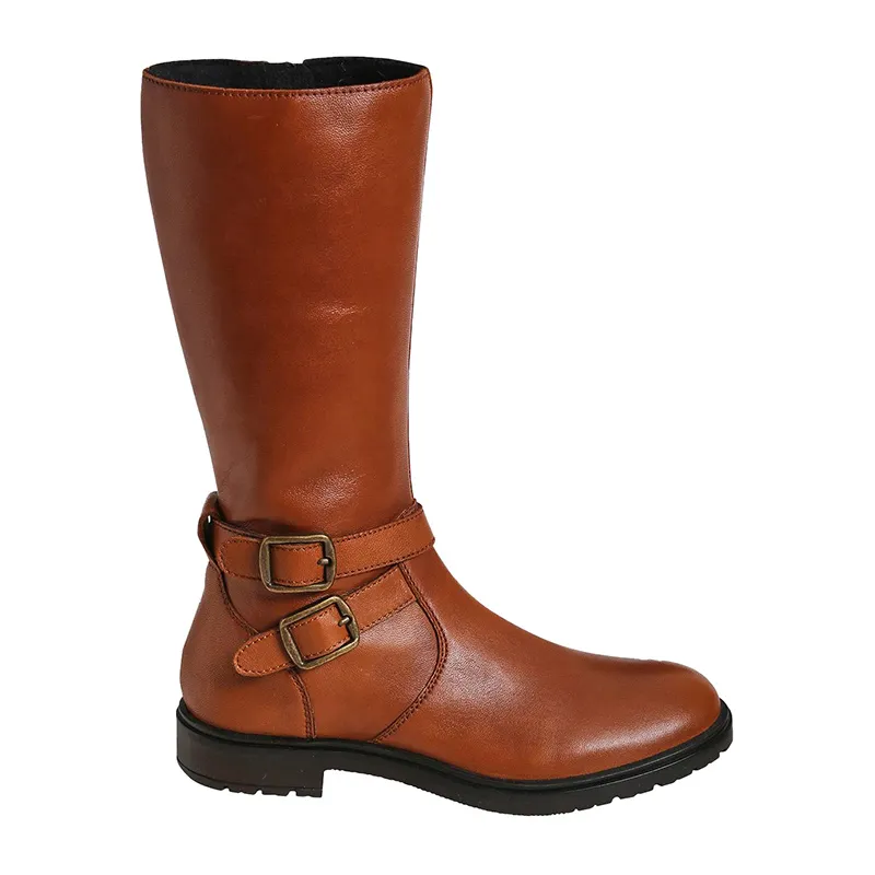 Bottes Cuir Cavalière brides - Camel-1