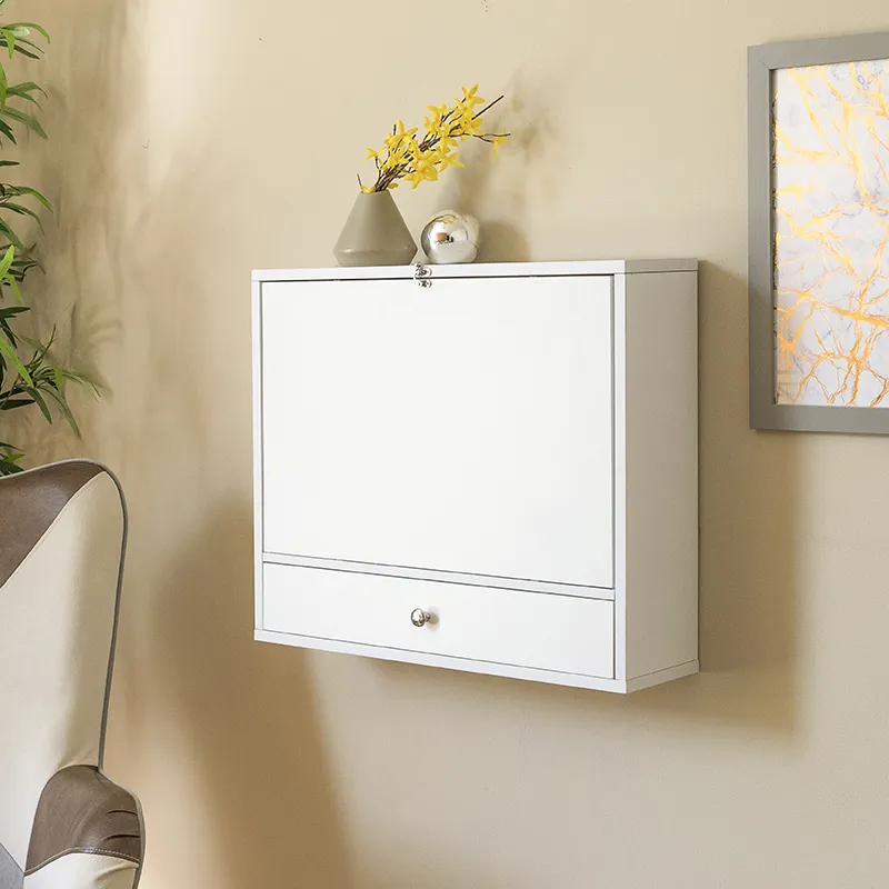 Bureau Mural Rabattable Blanc - 60x50x50cm-1