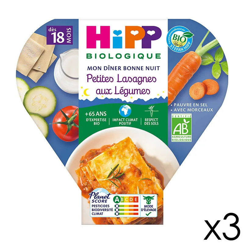 3 Assiettes Petites Lasagnes aux Légumes BIO - 3x260g-1