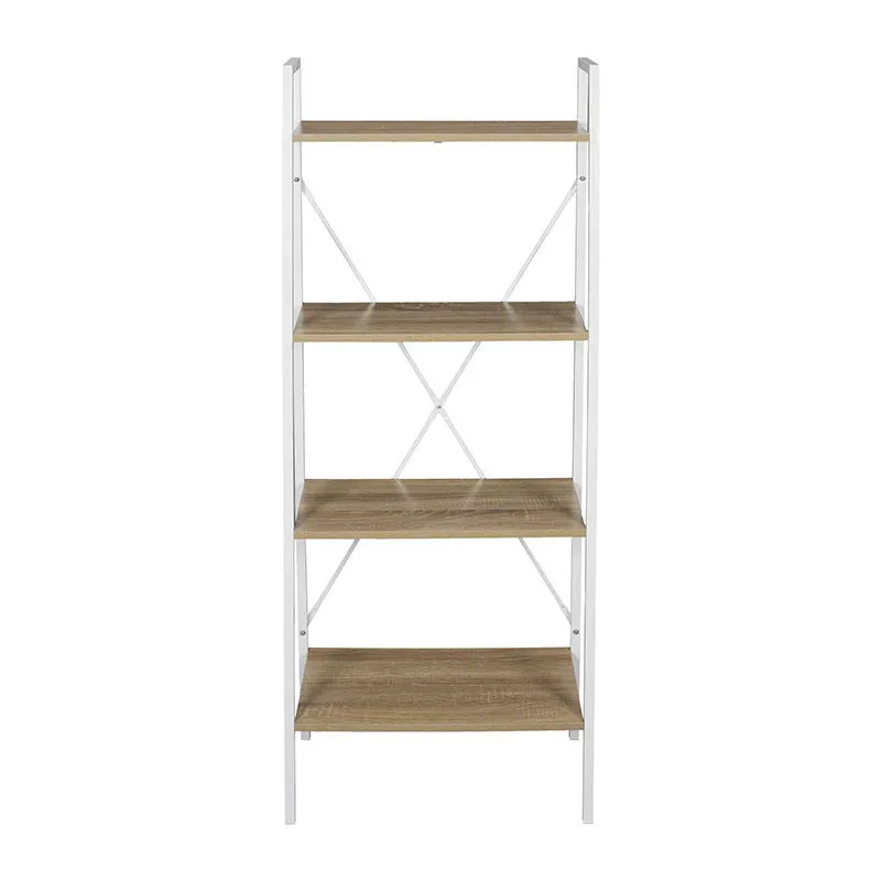 Etagère Bois/Métal Blanc - 60x148x32,5cm-0