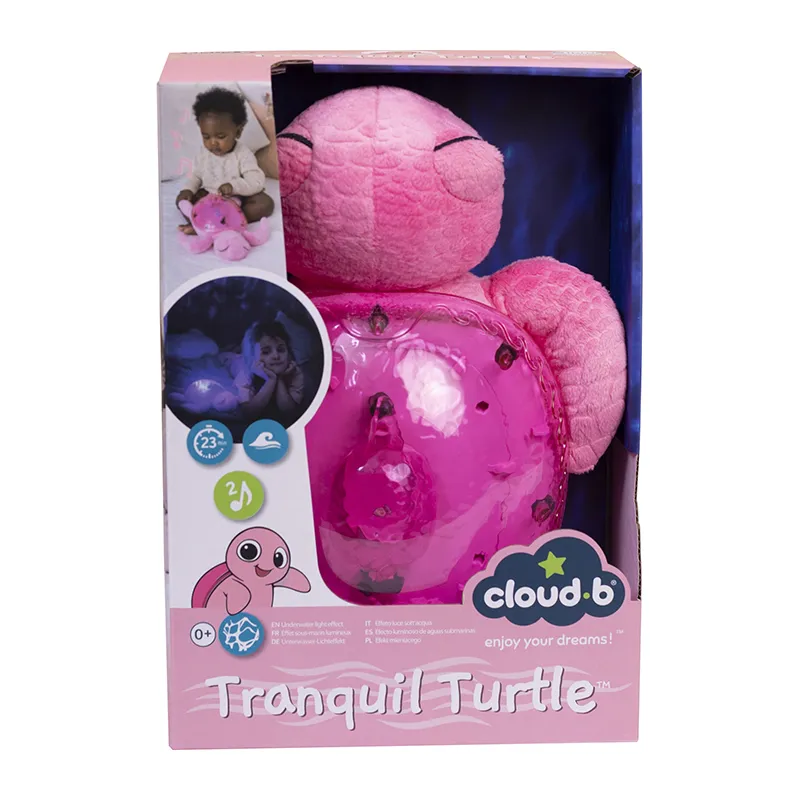Peluche veilleuse Musicale Tortue Rose - 30x20x8cm-6