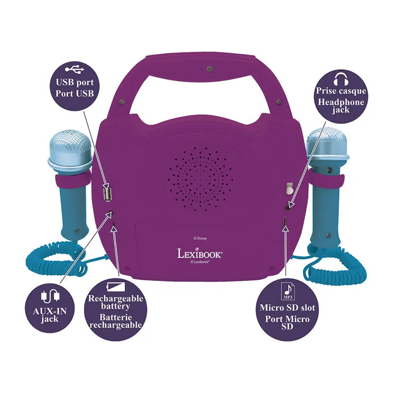 Lecteur karaoké Reine des Neiges violet/bleu - 36m+-3