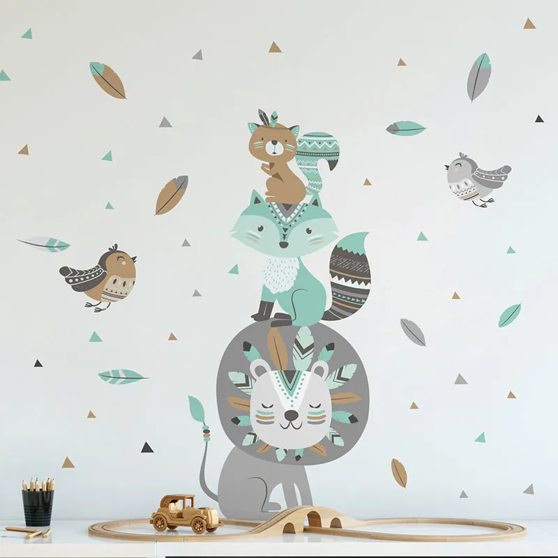 Stickers - Lion & ses amis Bleu-1