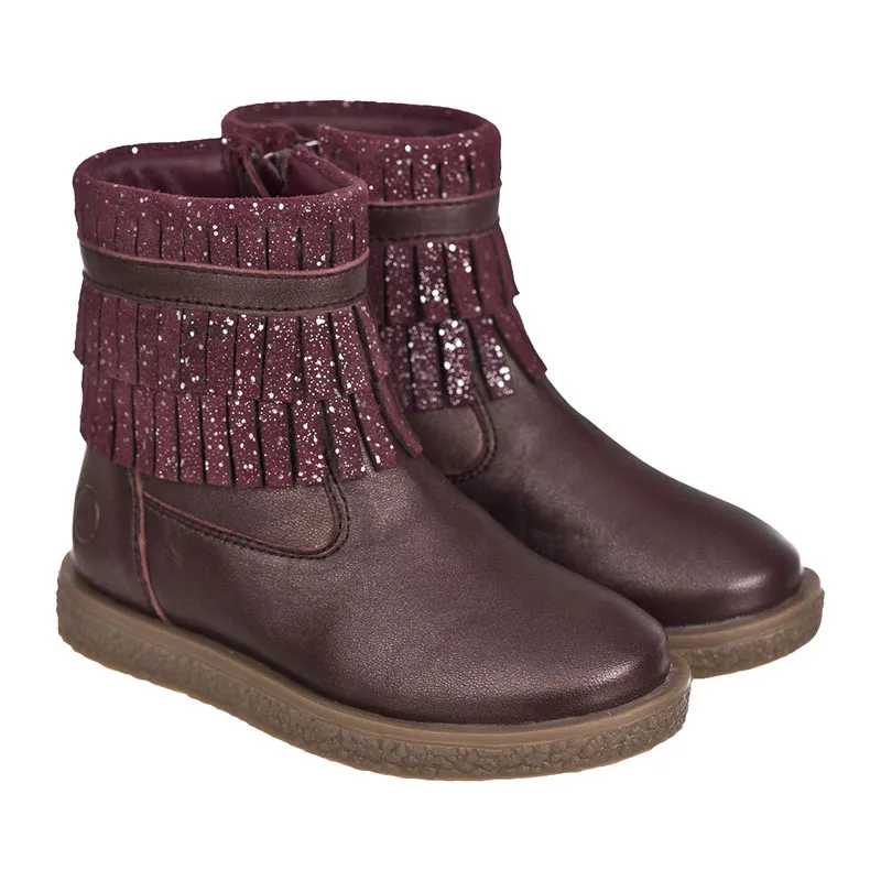 Bottines à franges Emilie - Bordeaux-3