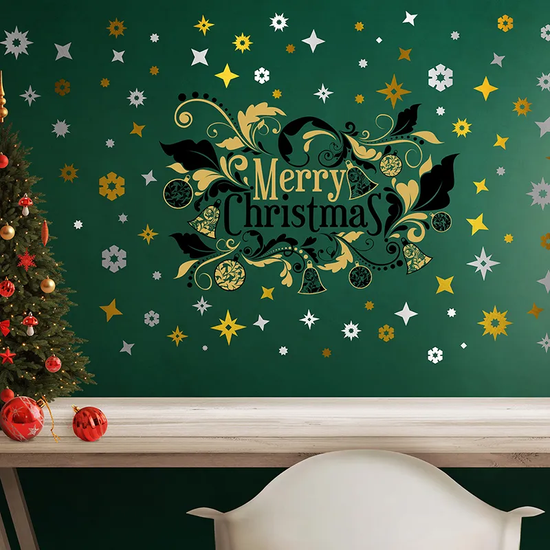 Stickers - Joyeux Noël + flocons métalisés-0