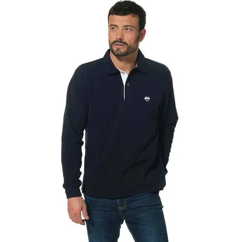 Polo ML Col boutonné Homme - Marine-0