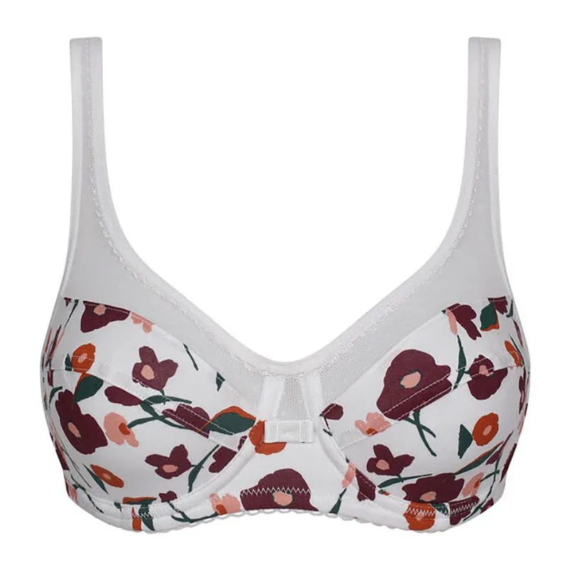 Soutien-gorge Coton Fleurs Femme - Blanc/Automnal-3