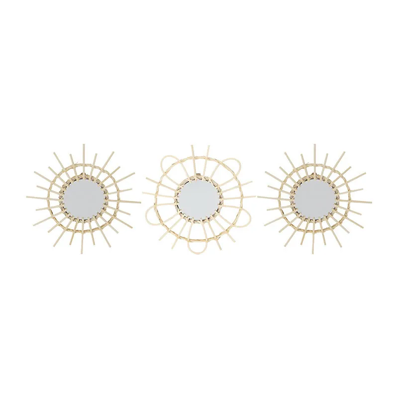 3 Miroir en rotin Marron - 28x33cm-0