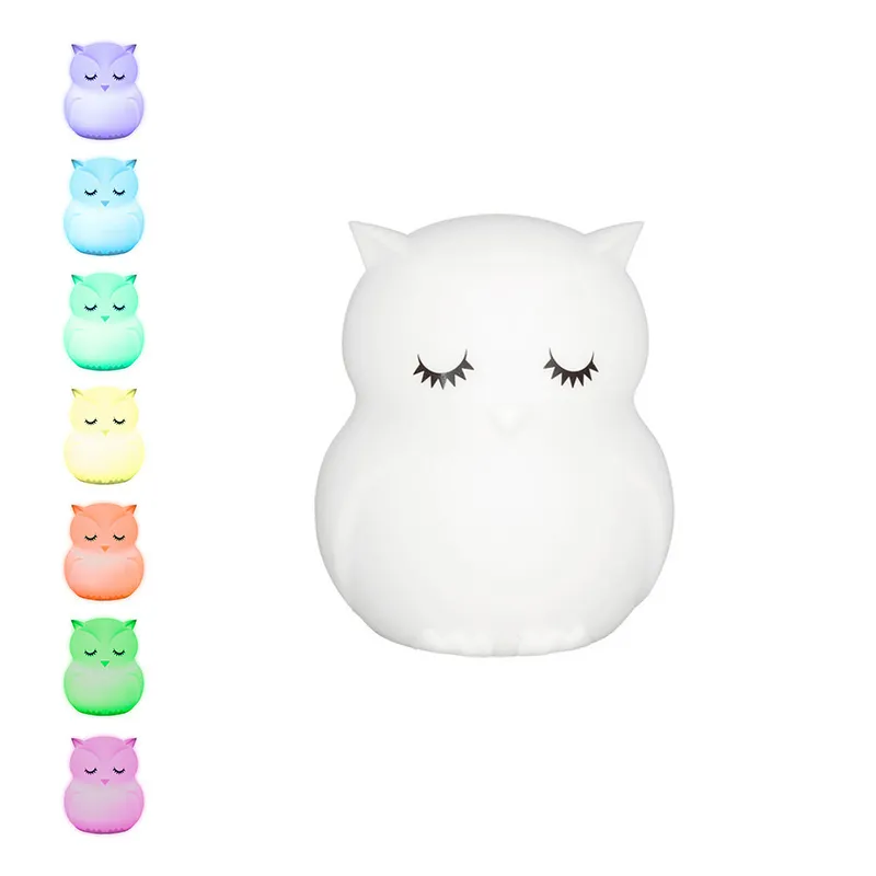 Veilleuse 8 couleurs Hibou - 6,9x8cm-0