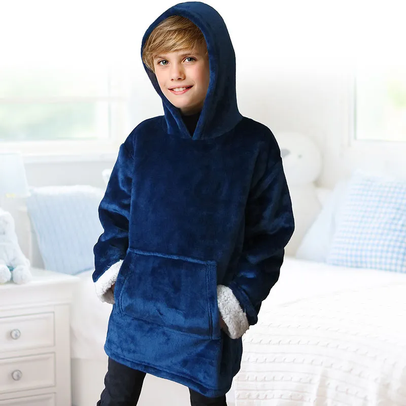 Sweat à capuche enfant Bleu/Blanc - 6-9ans-0