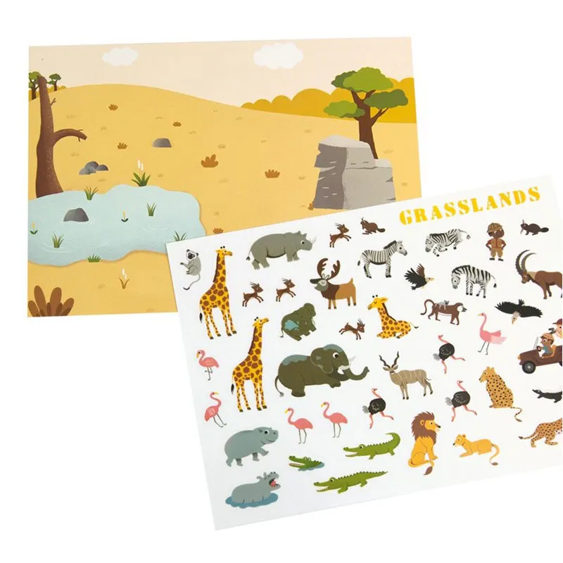Stickers réutilisables Animaux 200pcs - 36m+-3