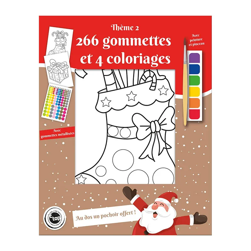 Kit Coloriage & Gommettes Noël Thème 2 - 4pcs-0