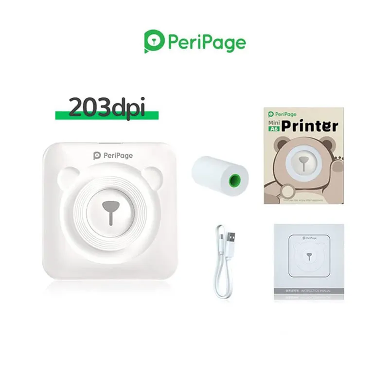 Mini imprimante sans fil thermique A6 Peripage - Blanc-2