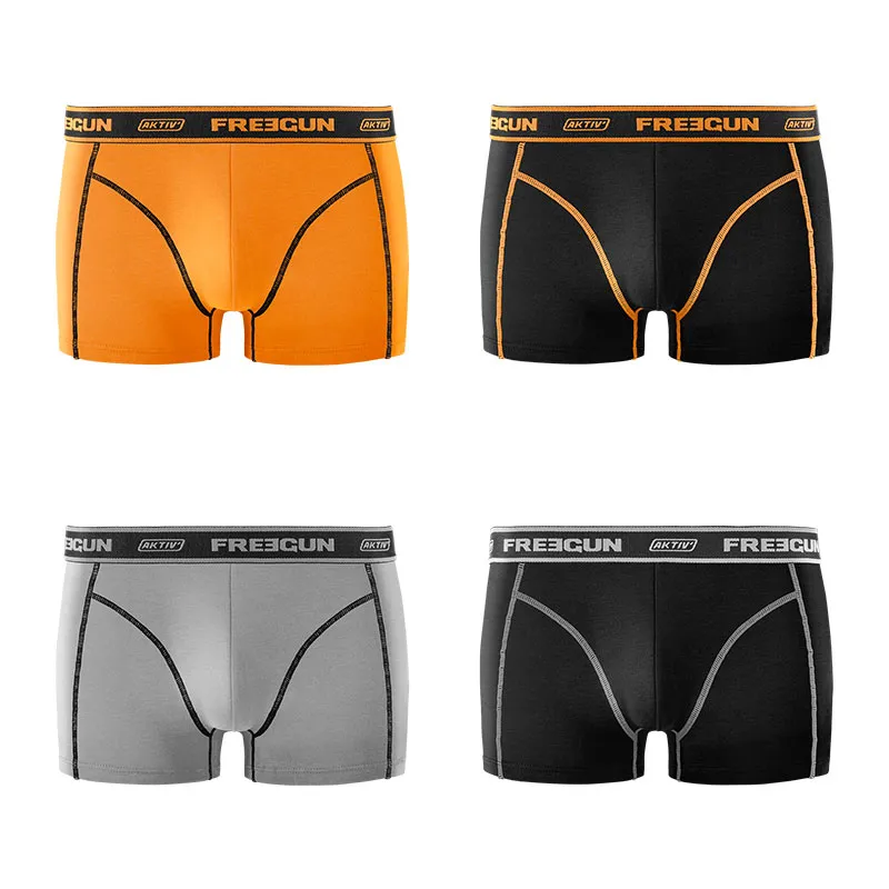 4 boxers homme Aktiv - Orange/Noir/Gris-1