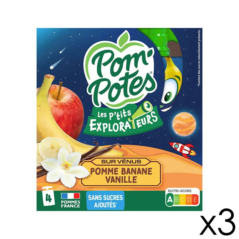 12 Gourdes Les P'tits Explorateurs Sur Venus Pomme Banane Vanille - 12x90g-0