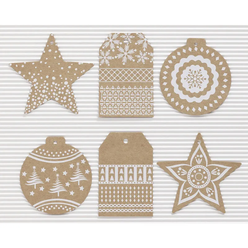 Étiquettes cadeau papier kraft Noël - 12pcs-3