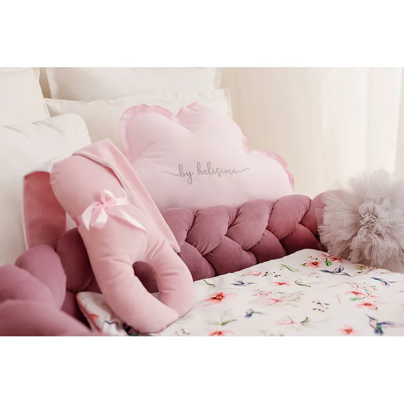 Tour de lit tressé velours Rose clair - 230cm-1