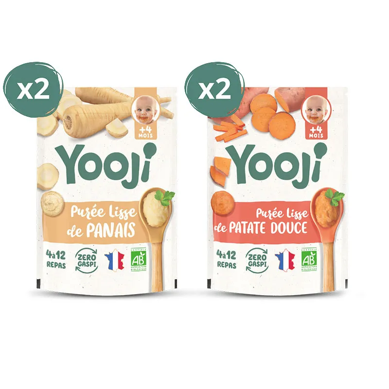Duo Purées de Panais (x2) & Patate douce BIO (x2) - 16 repas - 4m+-10