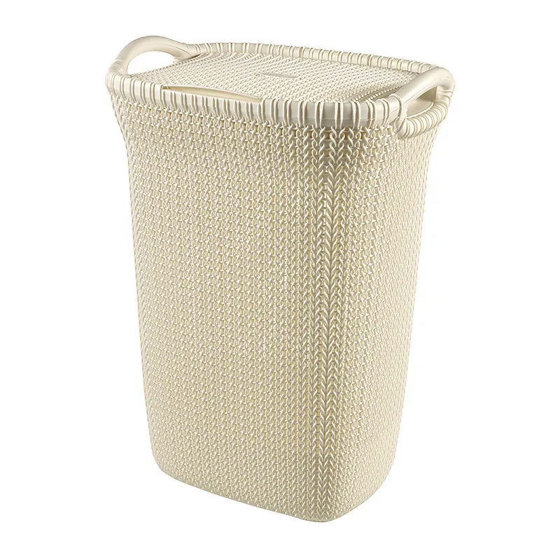 Panier à linge Tricot Blanc cassé - 57L-0
