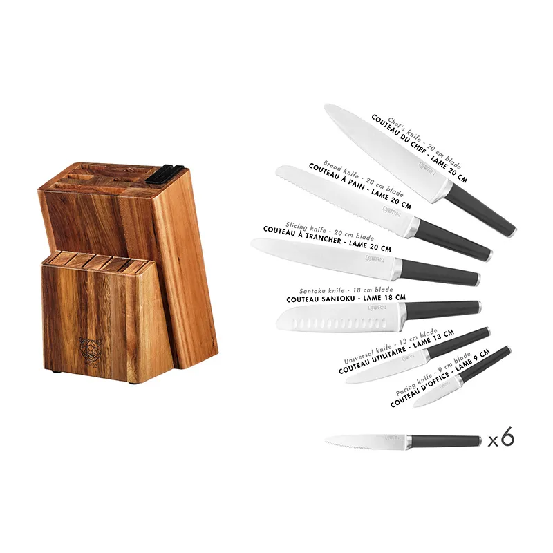 Bloc 12 couteaux cuisine/à steak Jona Loviisa - Lame 9/13/18/20cm-2
