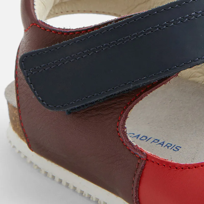 Nu-pieds Surf Bis Enfant Cuir - Rouge/Multi. JACADI-5