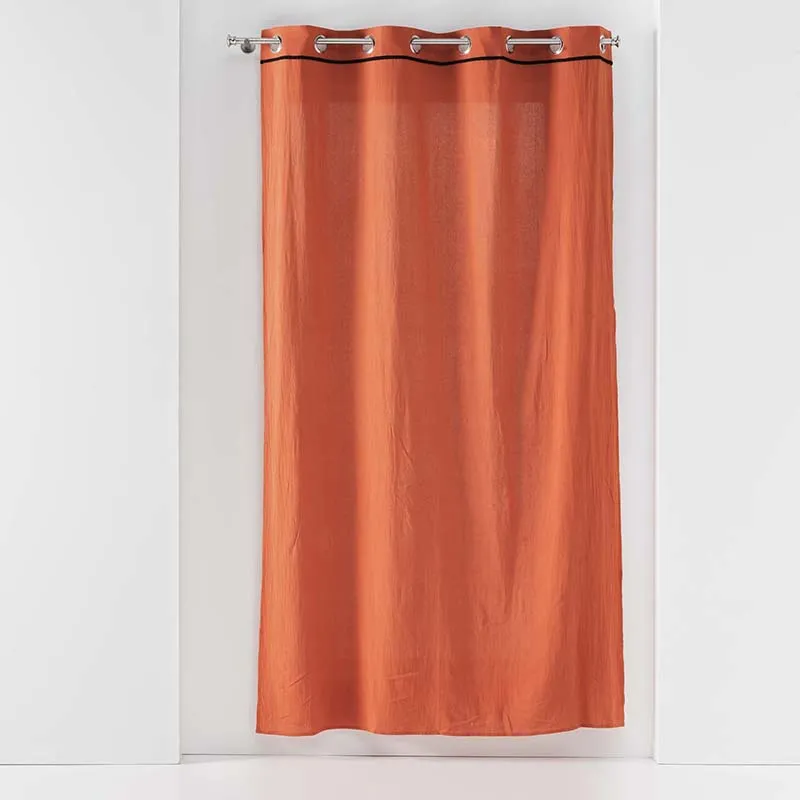 Rideau à Oeillets Coton lavé Linette Terracotta - 135x240cm-0