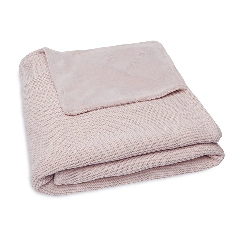 Couverture Basic Knit Rose pâle & Polaire - 100x150cm-3