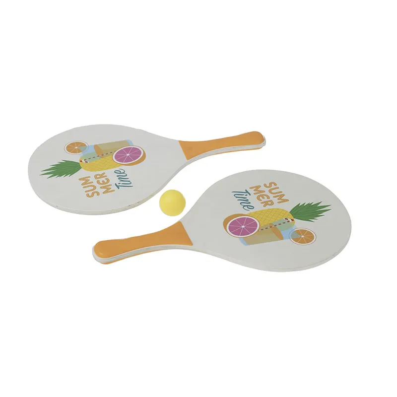 Raquettes de plage Bois + Balles Aléat. - 2pcs-5