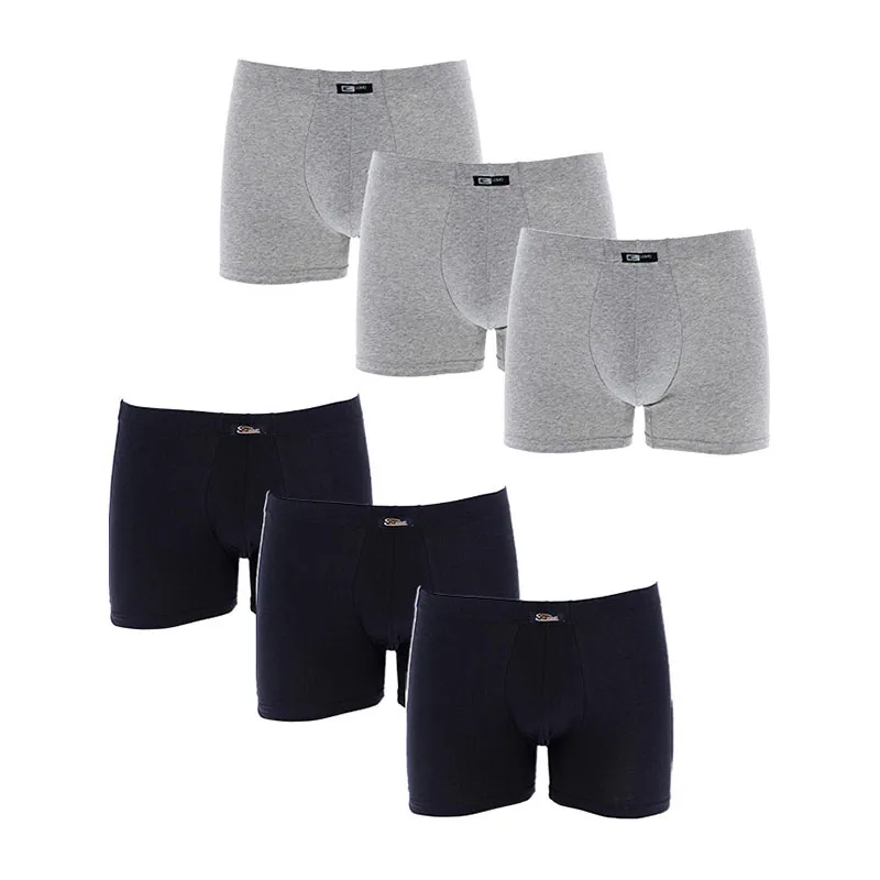 6 Boxers Homme Coton Biélastique - Noir/Gris - COTONELLA-0