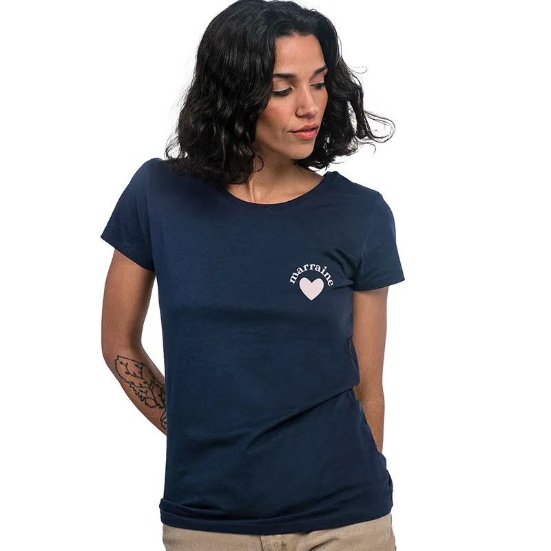 T-shirt Femme Marraine d'amour coeur BIO - Navy-0