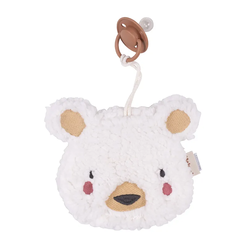 Attache sucette & Peluche Ours Ecru - 16x13cm-0
