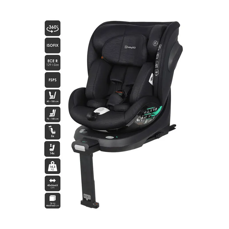 Siège auto Prime 360° I-Size/Isofix 40-150cm - Noir-1