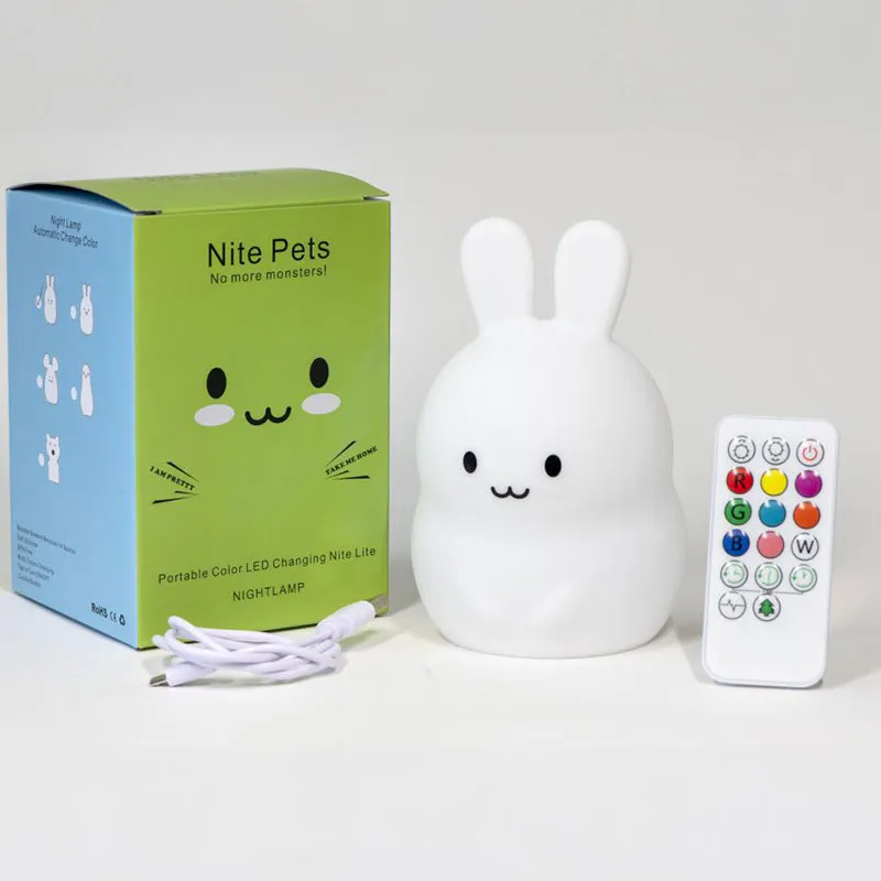 Veilleuse USB Lapin + télécommande - 10x14cm-1