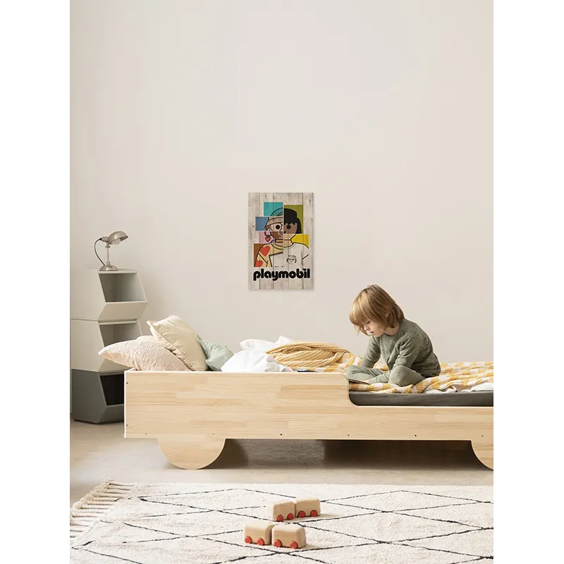 Tableau Bois Playmobil Unis - 60x40cm-1