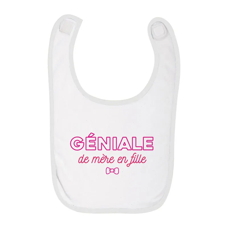Bavoir Bébé Géniale de mère en fille - Gris-0