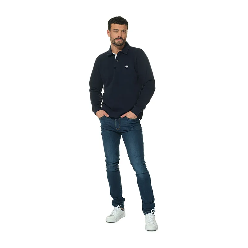 Polo ML Col boutonné Homme - Marine-1