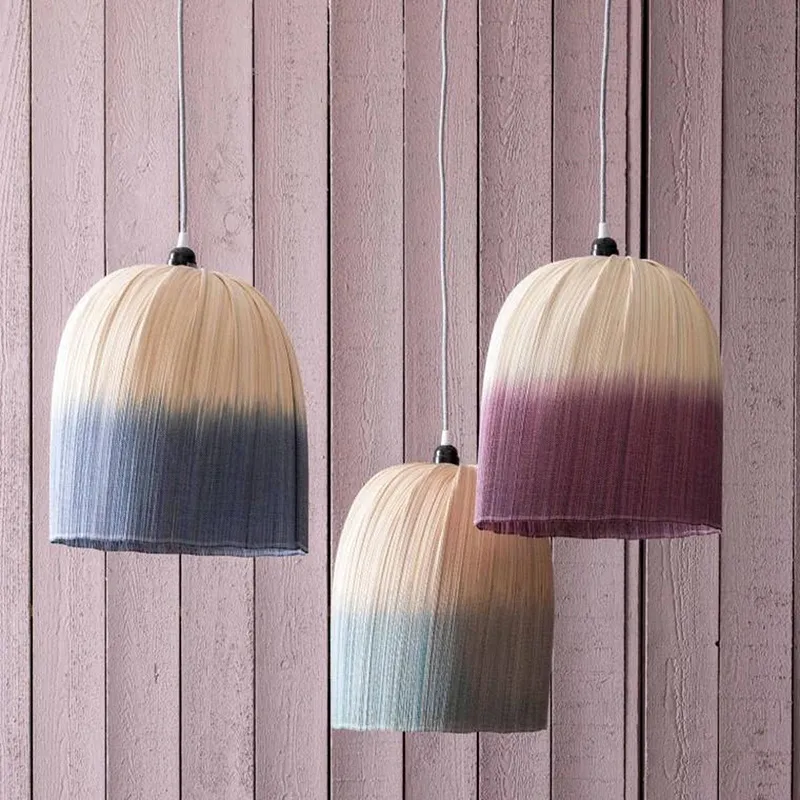 Abat-jour Bambou Tie and Dye Beige/Bleu - 44x36cm-7