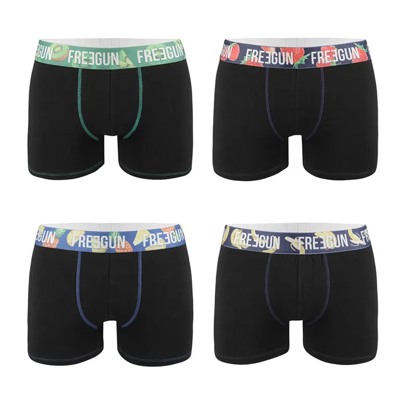 4 Boxers Homme Coton Bio - Noir/Jaune/Vert/Bleu/Rouge-1