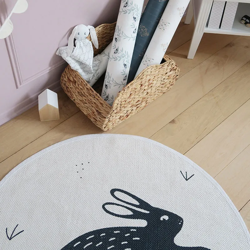 Tapis Rond Coton BIO Belleville Bleu prestige - ø100cm-1