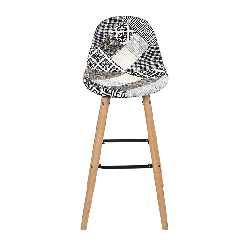 2 Tabourets de bar patchwork Gris - 43x93,3x39cm-1