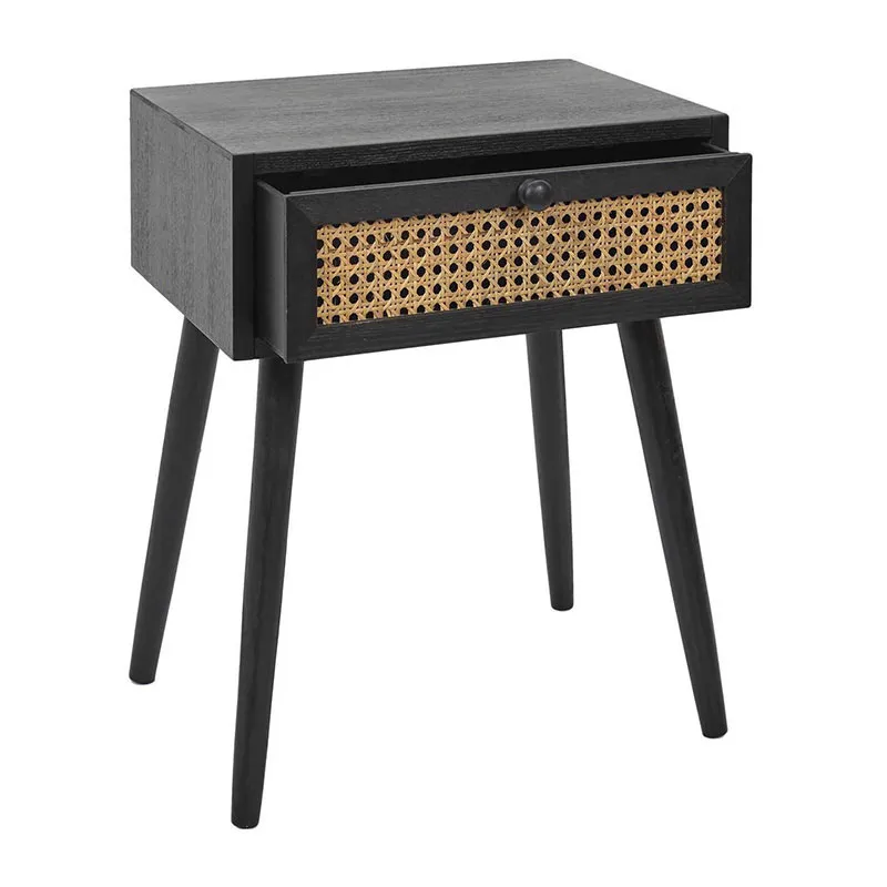 Table de chevet Cannage Noir - 40x50x30cm-3