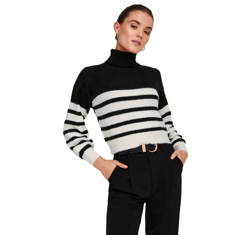 Pull col roulé Piumo - Noir/Blanc | Black  - ONLY-0