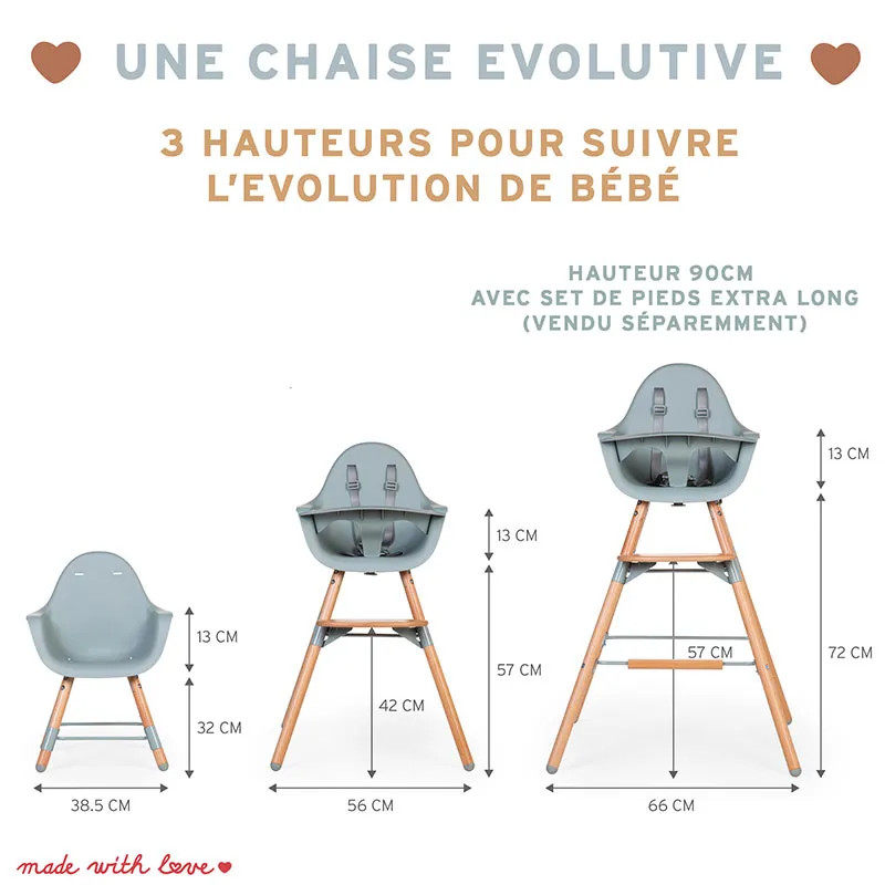 Chaise haute évolutive Evolu 2 Naturel/Menthe - 6m+-2