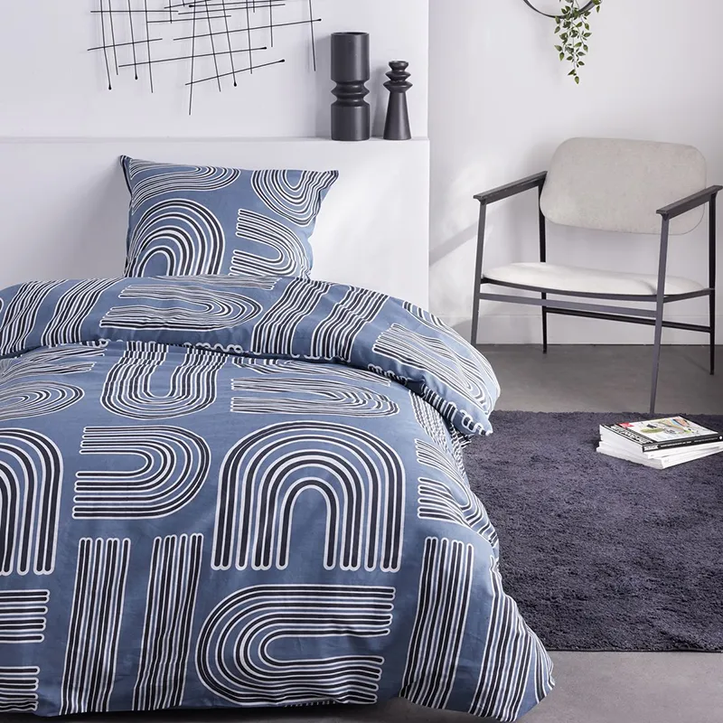 Parure 2pcs Coton Sunshine Arc en ciel Bleu - 140x200cm-0