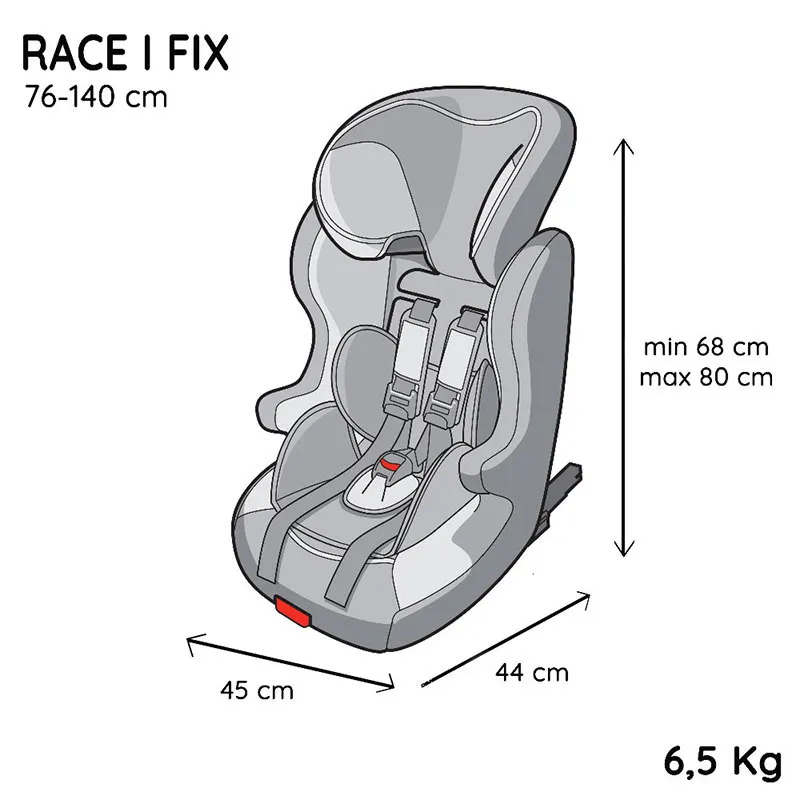 Siège auto I-Size/Isofix Race Fix 76-140cm - Noir-3